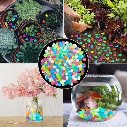 Set of 160 luminous garden stones glowing in dark, decorative pebbles for outdoor landscaping and fish tank decoration by Drpshippr.