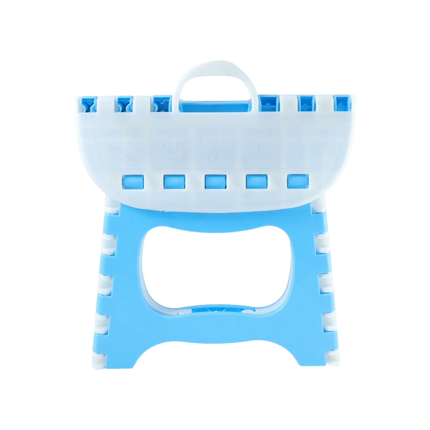 Wukusy multipurpose foldable step stool in compact white design, showing its sturdy frame and foldable feature for easy storage.