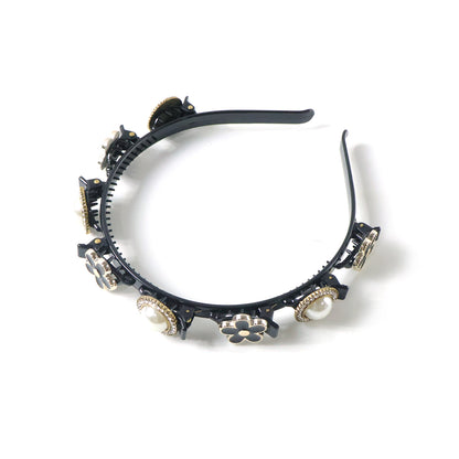 Elegant pearl floral designer hairband for women and girls with delicate floral accents and pearl details, by Wukusy.