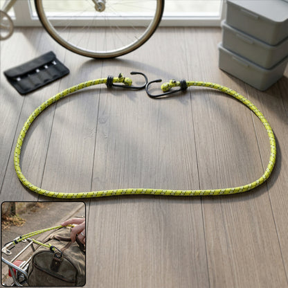 Wukusy heavy duty elastic luggage rope with hooks, 90 cm, used to secure suitcases and travel bags.