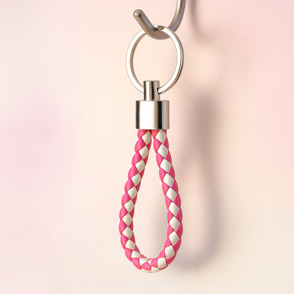 Leather style keychain with metal ring from Wukusy, featuring a durable leather strap and sturdy metal ring for keys or accessories.