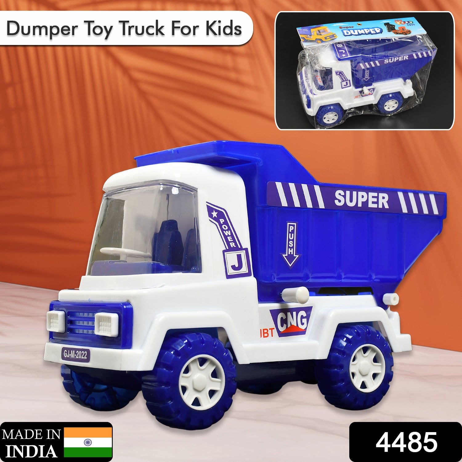 Wukusy 4485 large friction-powered dump truck toy for kids with opening container, made of durable plastic for indoor and outdoor play