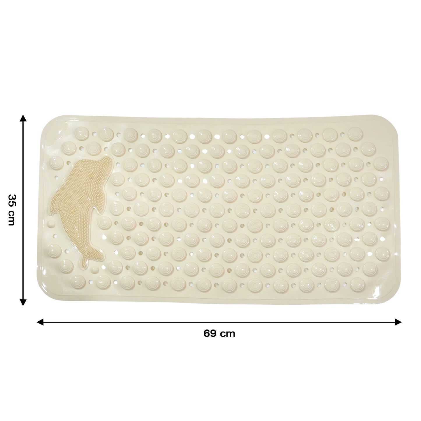 Wukusy anti-slip bath mat measuring 69x35 cm with textured surface for safety and secure footing in the bathroom.