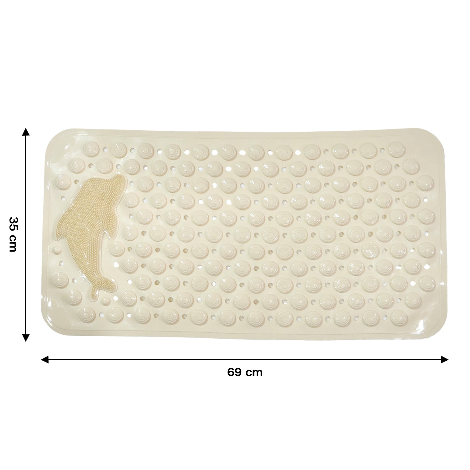 Wukusy anti-slip bath mat measuring 69x35 cm with textured surface for safety and secure footing in the bathroom.