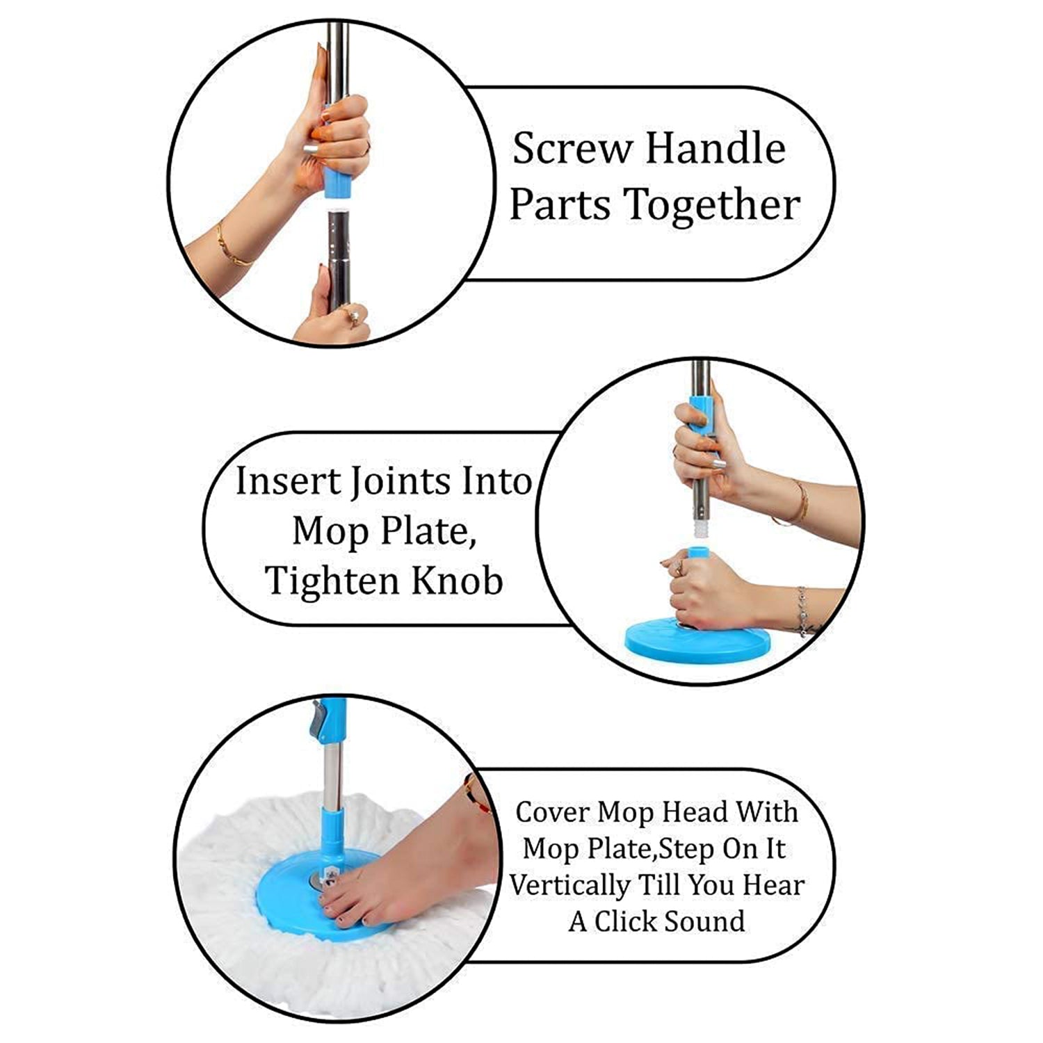 Wukusy Apex Magic Spin Mop cleaning set with dual chamber bucket, wheels, and adjustable handle for easy floor cleaning.