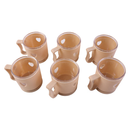 Set of six Wukusy mini tea and coffee mugs with elegant heart design, 100ml capacity, featuring a charming and stylish appearance.