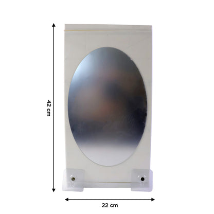 Wall-mounted Wukusy bathroom mirror cabinet with rotating door, 22x42 cm, featuring storage space and modern design.