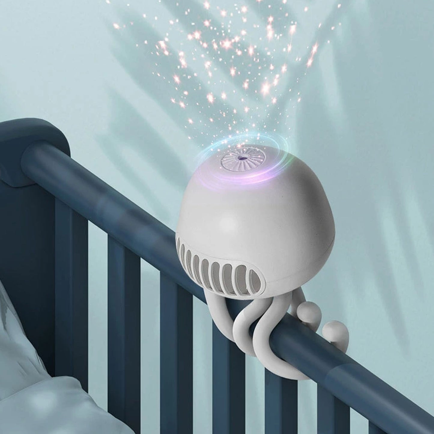 Wukusy rechargeable handheld mini projector fan showing compact design with adjustable fan blades and built-in rechargeable battery