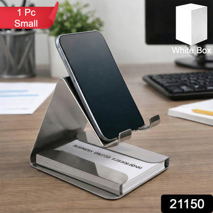 Wukusy premium small desktop mobile phone stand holder for smartphones, showing a sleek, black adjustable stand on a white background.