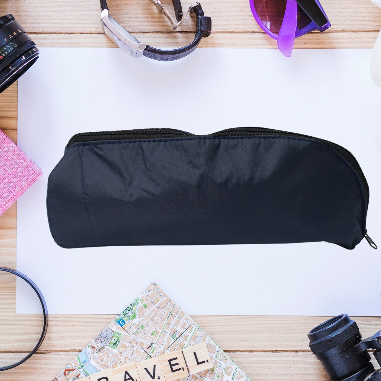 Wukusy reusable washable office pouch for pens, pencils, and stationery, ideal for travel and organization.