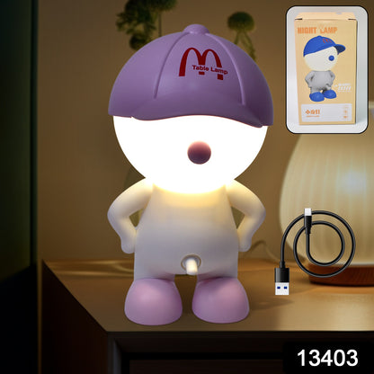 Cute cartoon design LED desk night light with plastic head cap by Wukusy, ideal for home improvement or children's room decor.