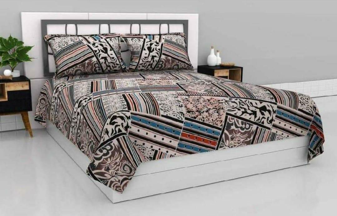 Glace cotton double bedsheet with two matching pillow covers, soft white home decor bedding from Drpshippr.