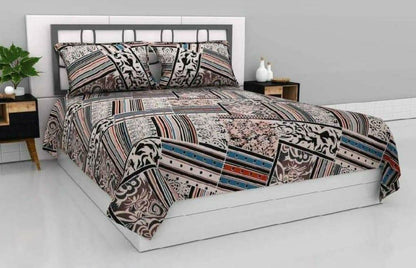Glace cotton double bedsheet with two pillow covers, soft and breathable bedding from Drpshippr for home decor.