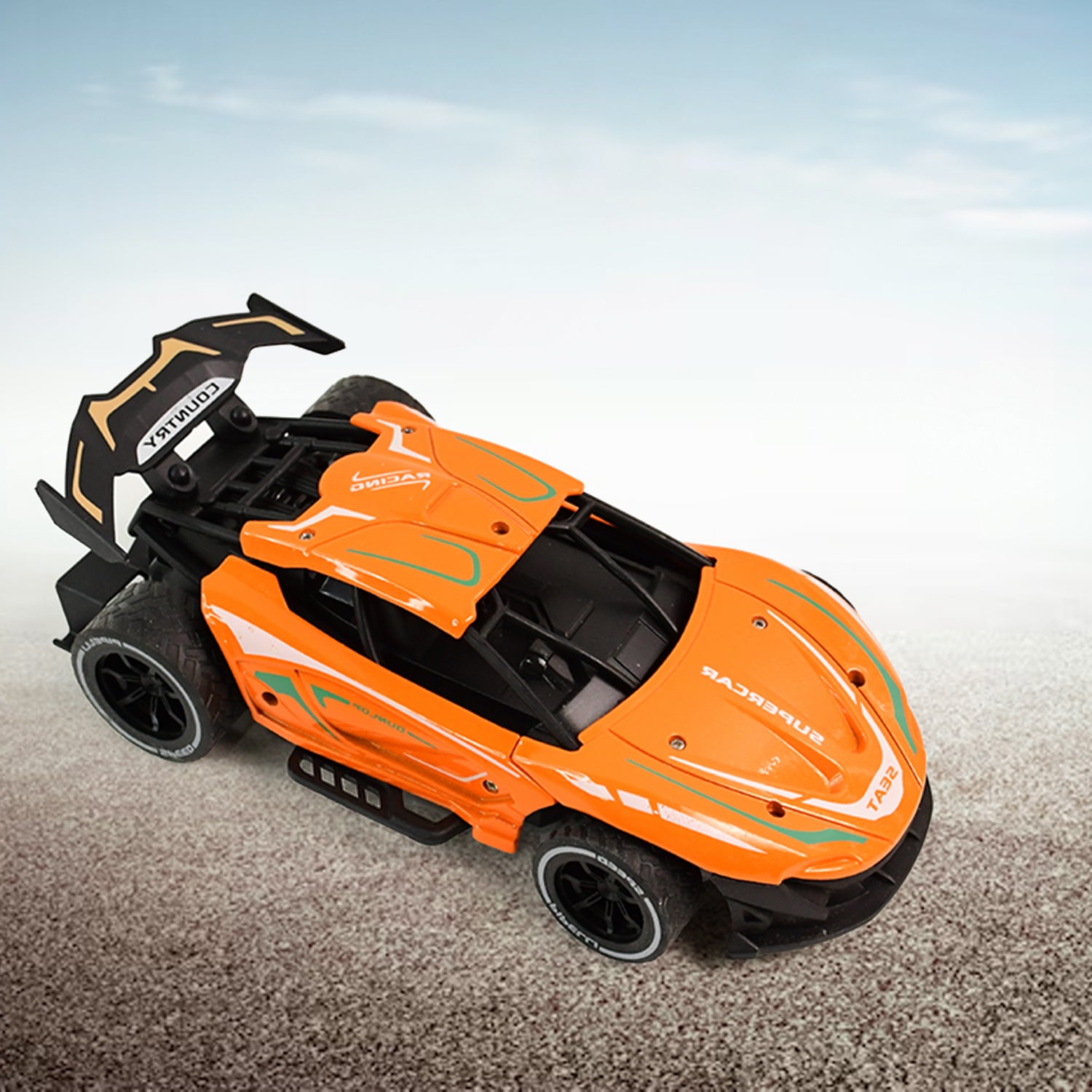 Wukusy metal body high-speed RC supercar with remote control, toy racing car with sleek design and vibrant colors.
