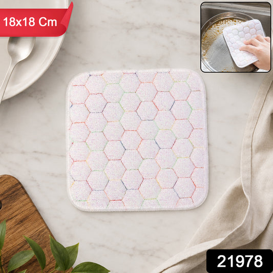 Heavy-duty Wukusy kitchen scrub pad for dishwashing, 18x18cm, ideal for utensils, pots, and cookware cleaning.
