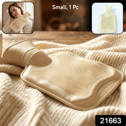 Reusable Wukusy hot water bag for pain relief, warm compress therapy, showing a soft, flexible rubber bag with a secure lid.