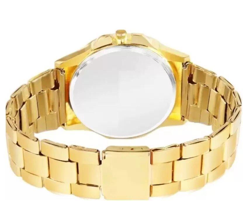 Golden stone-studded diamond wrist watch for boys and men from Drpshippr's men's collection, featuring a luxurious gold-tone design.