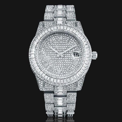 Golden stone studded diamond wrist watch for men and boys from Drpshippr Men's Collection, featuring a gold-tone band and elegant design.
