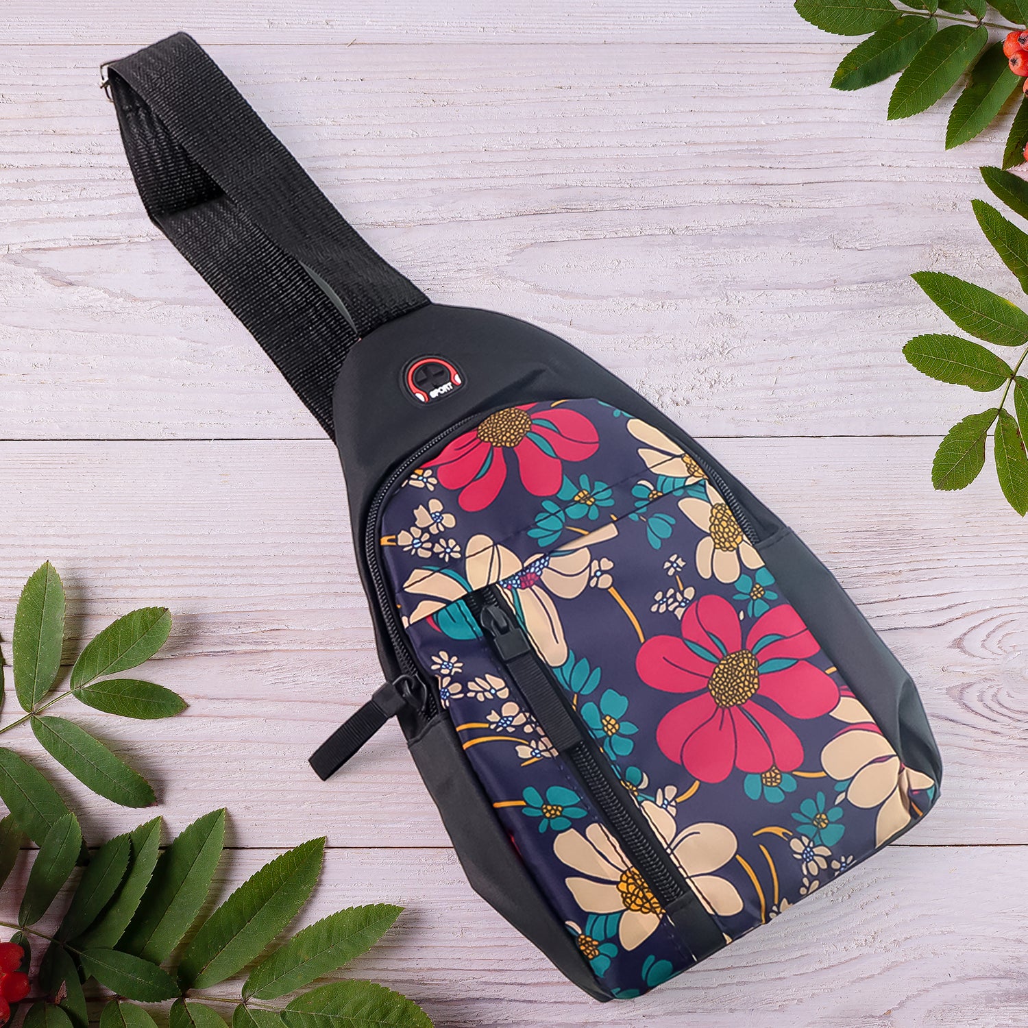 Wukusy waterproof waist bag with USB charging port and earphone hook, ideal for travel and office use, shown in black.