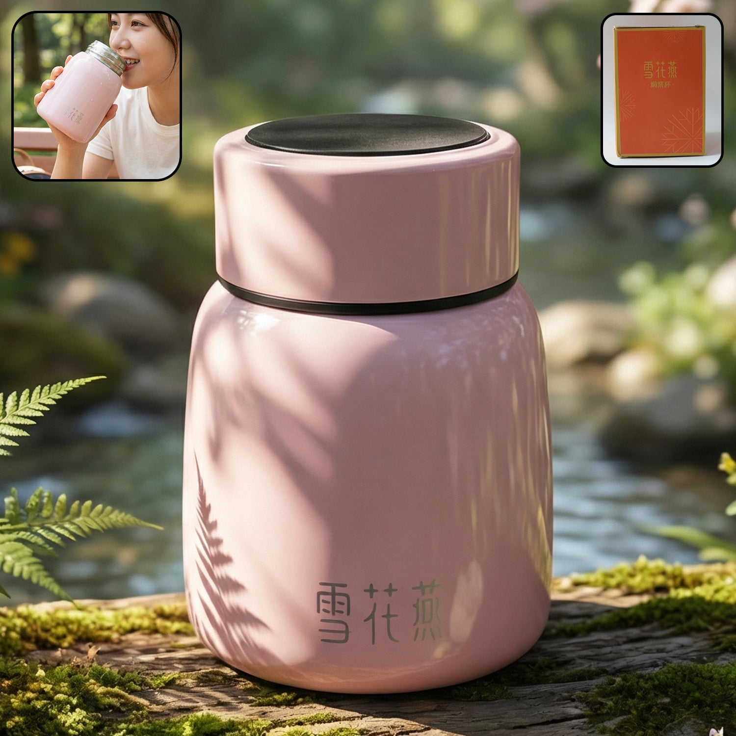 Wukusy premium stainless steel insulated temperature display bottle, 300ml, with clear temperature reading on the sleek design.