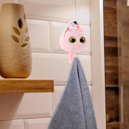 Wukusy Creative Adhesive Coat Hook featuring a playful wink cat design, mounted on a wall for hanging coats or accessories.