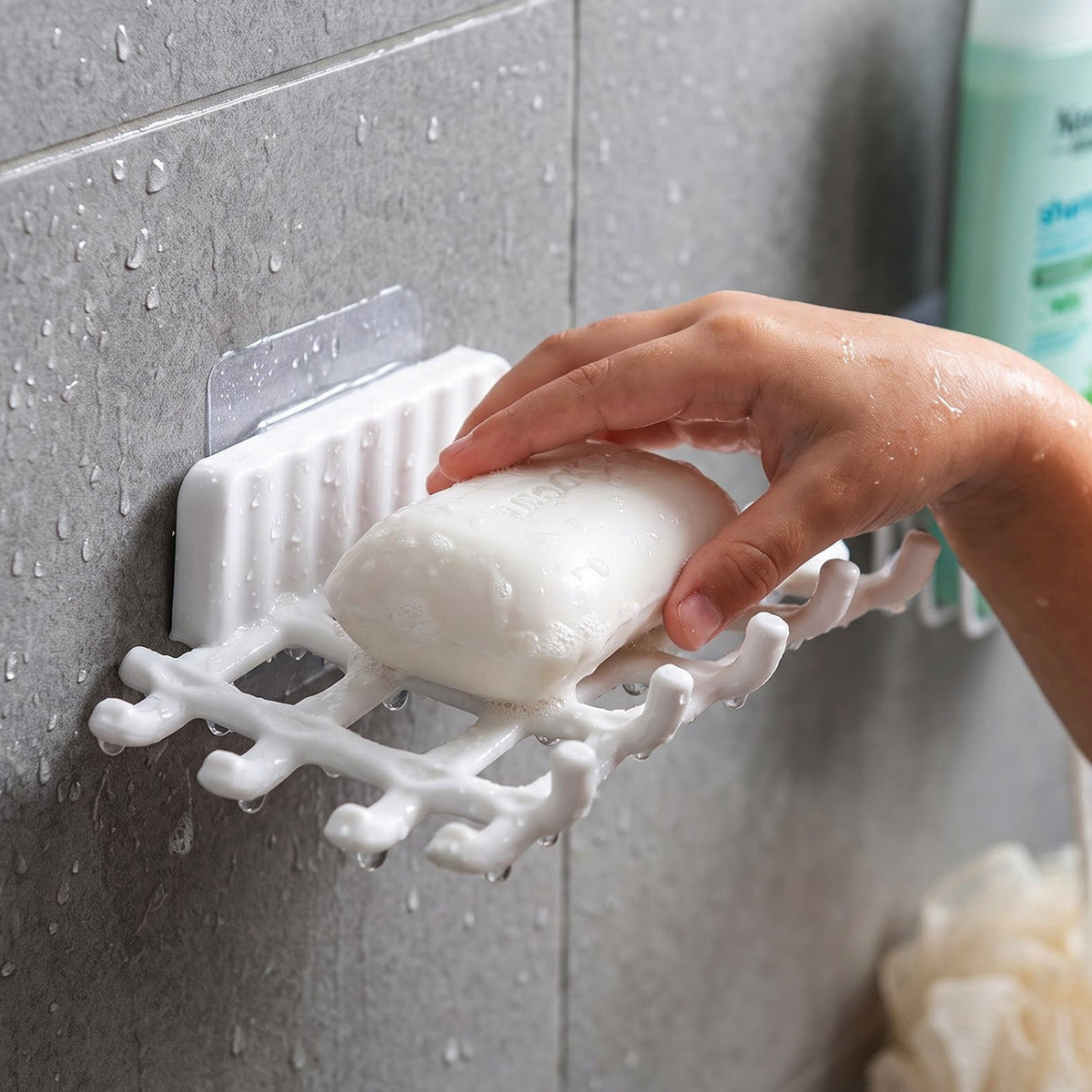 Plastic Wall Mount Soap Dish With Drainage Rack For Bathroom And Kitchen (1 Pc)