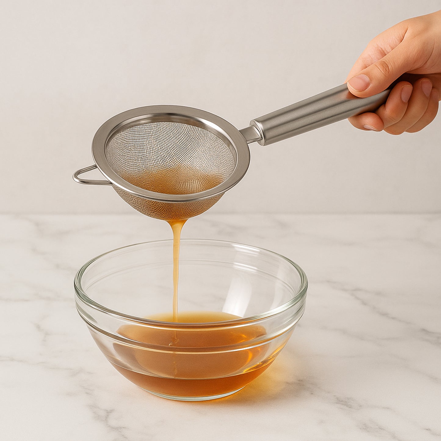 Supermom stainless steel mesh strainer by Wukusy, 1-piece for kitchen use, with fine mesh for rinsing and straining liquids.