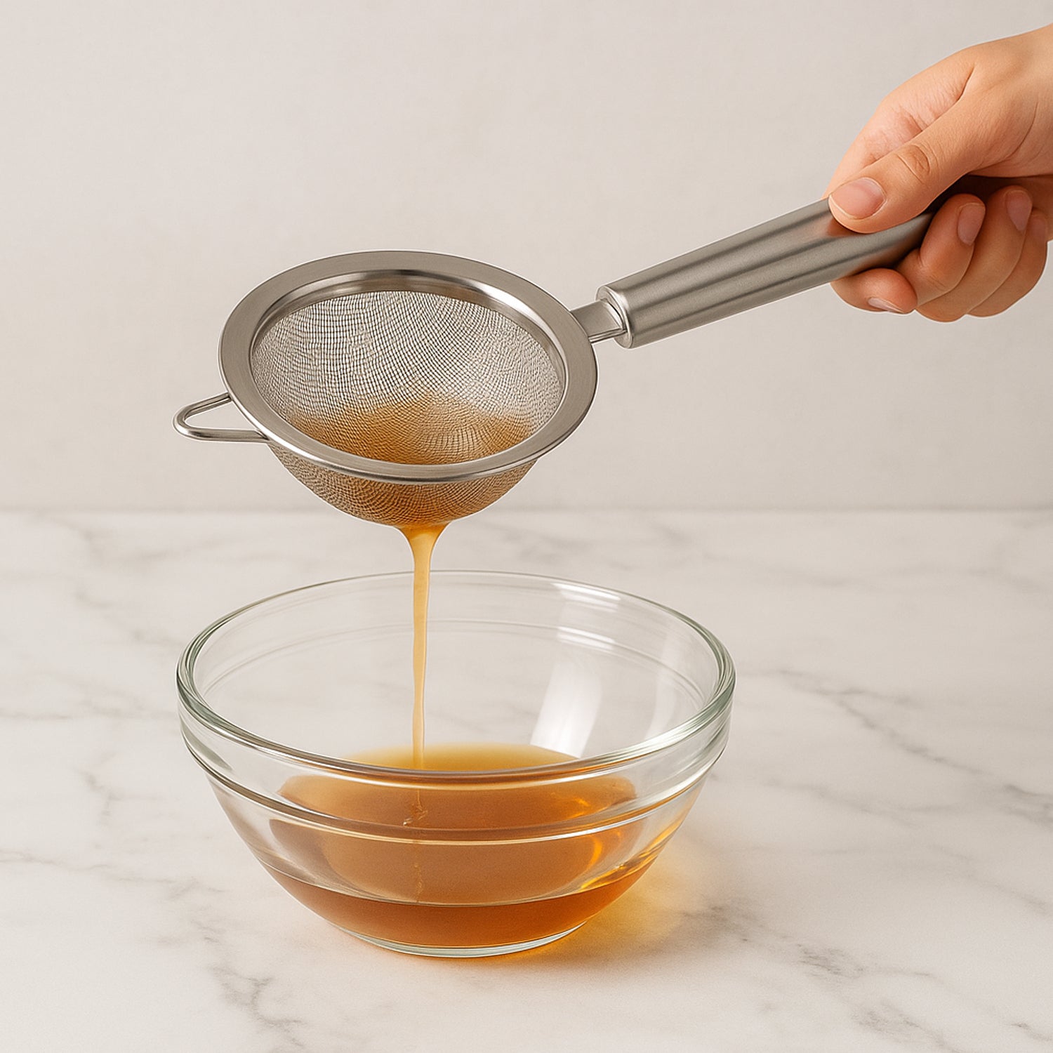 Supermom stainless steel mesh strainer by Wukusy, 1-piece for kitchen use, with fine mesh for rinsing and straining liquids.