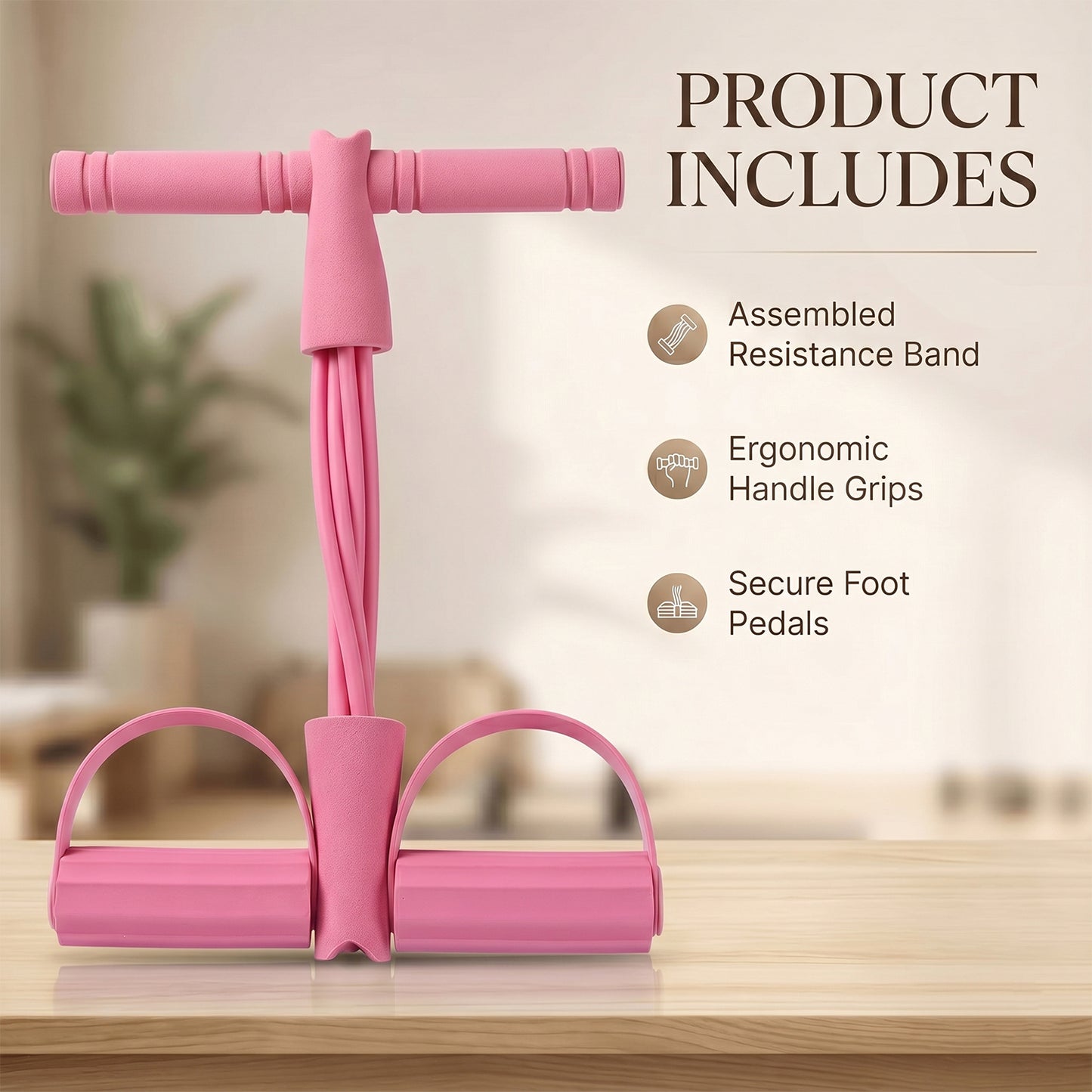Wukusy portable pull rope resistance exerciser with foot pedal support, compact exercise equipment for strength training.