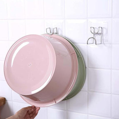 Transparent double loop adhesive wall hook by Wukusy, showing a clear, double-loop design attached to a wall surface.