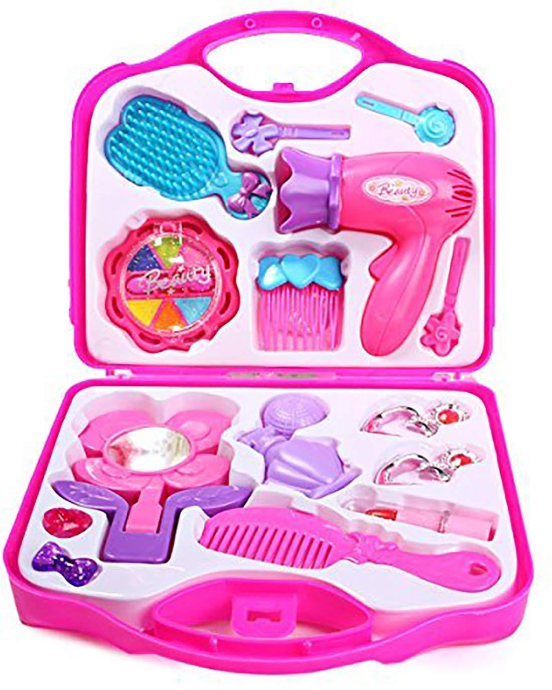 Colorful Wukusy 1908 Beauty Make Up Set for Kids Girls in a foldable suitcase, includes pretend cosmetics and accessories.