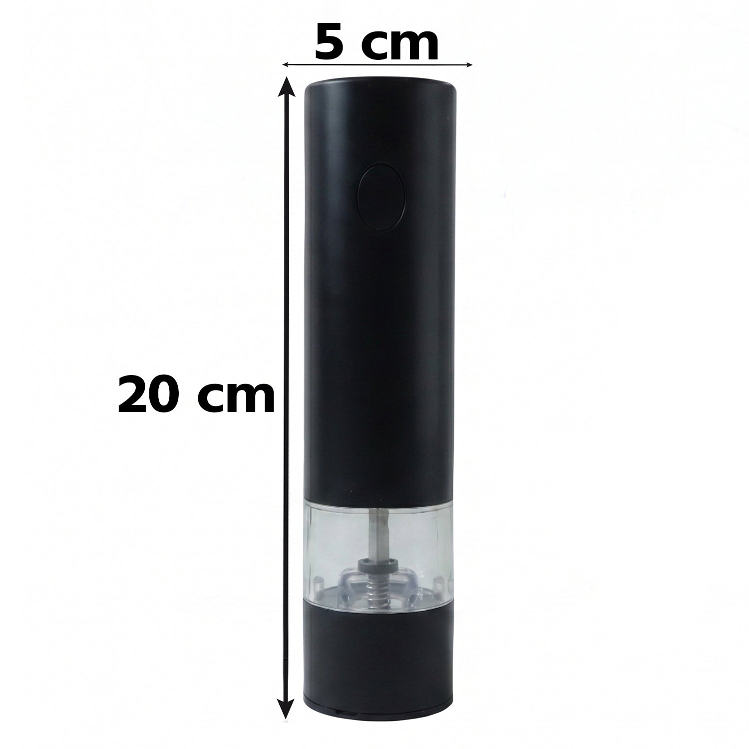 Wukusy electric pepper grinder with USB rechargeable design and one-touch operation, shown with black and stainless steel finish.