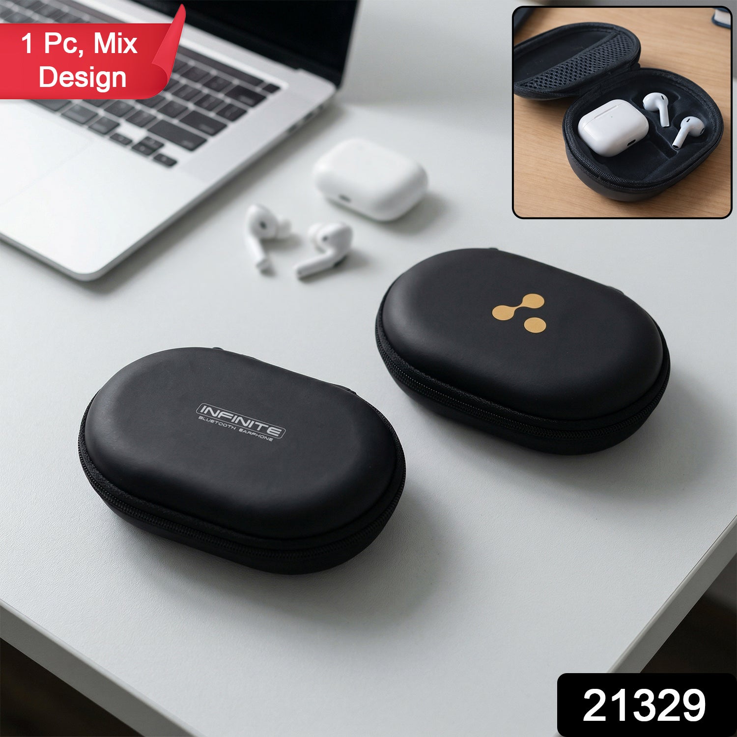 Wukusy portable earphone carrying case with mixed design, compact and lightweight for storing and protecting earphones.