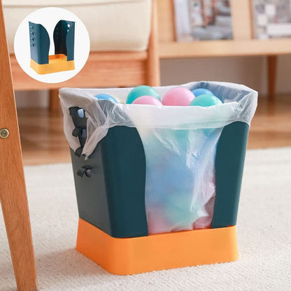 Wukusy expandable plastic waste bin with large capacity, suitable for kitchen, bathroom, or outdoor use, featuring a trash bag holder