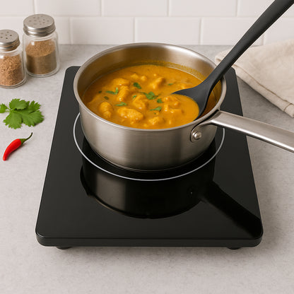 Wukusy Orbit Touch Control and Multiple Cooking Induction Cooker with 2000W power, featuring a sleek black surface and control panel