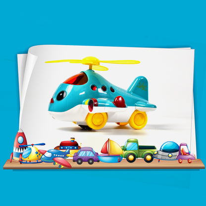Wukusy helicopter and airplane musical toy for toddlers with lights, electronic moving parts, designed to encourage crawling for ages 6-18 months