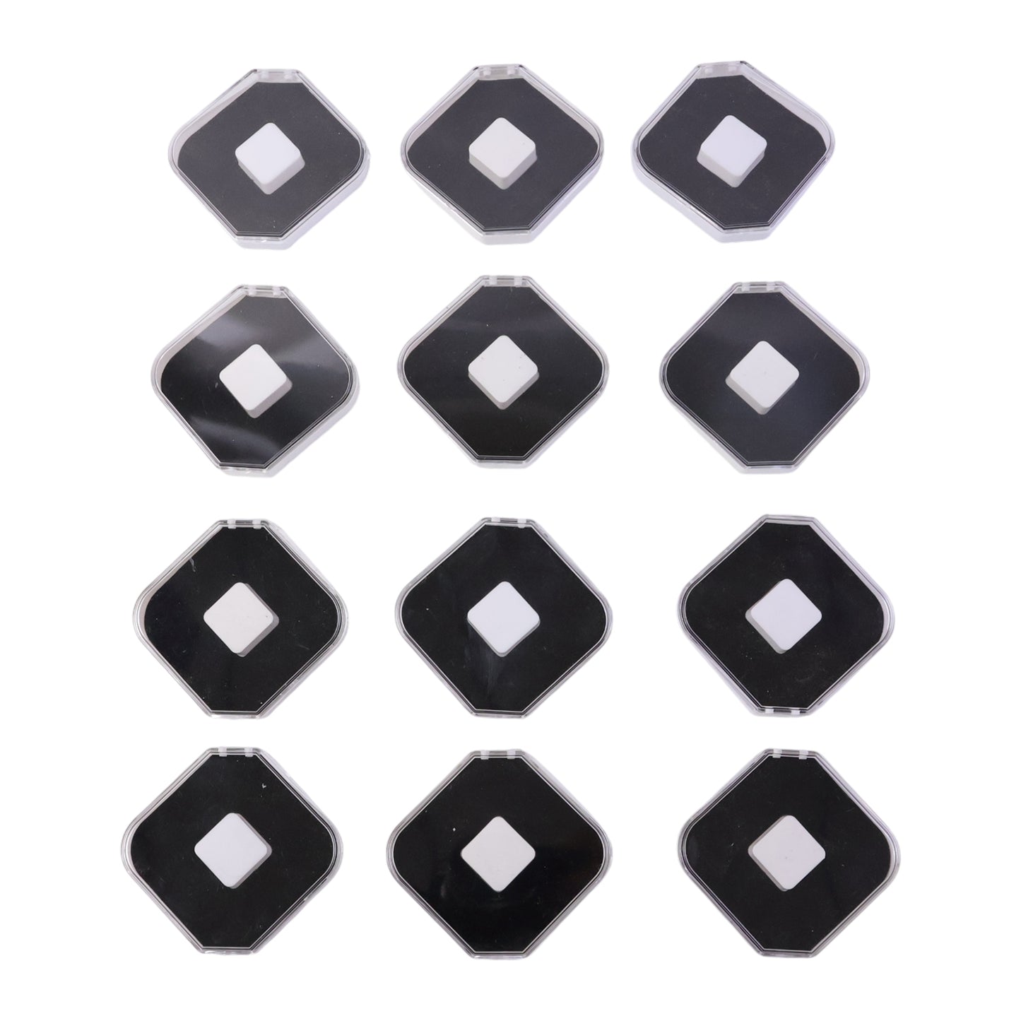 Wukusy jewelry display storage box with 12 compartments for rings, earrings, and small jewelry items, compact and organized.