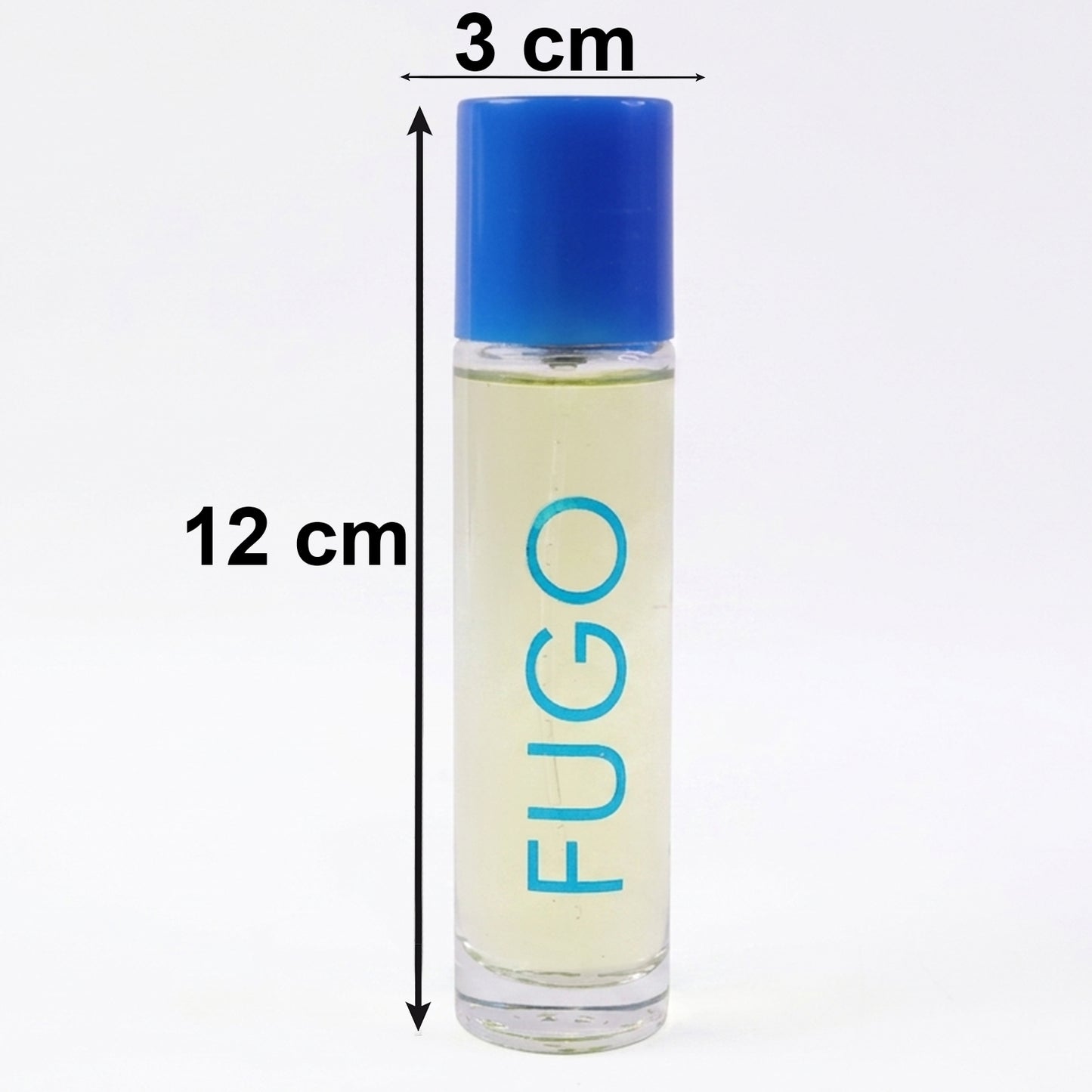 Wukusy Fugo Eau De Parfum spray bottle, 30ml, sleek design with transparent glass and silver cap, on a neutral background.