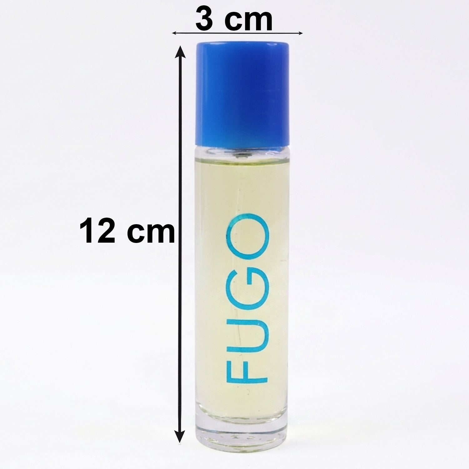 Wukusy Fugo Eau De Parfum spray bottle, 30ml, sleek design with transparent glass and silver cap, on a neutral background.