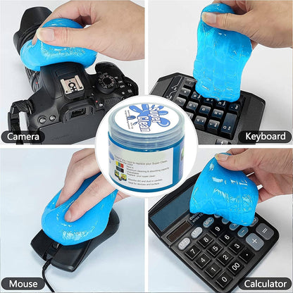Wukusy Super Clean Magic Gel Cleaner for office surfaces, showing the gel formula applied to a workspace surface.