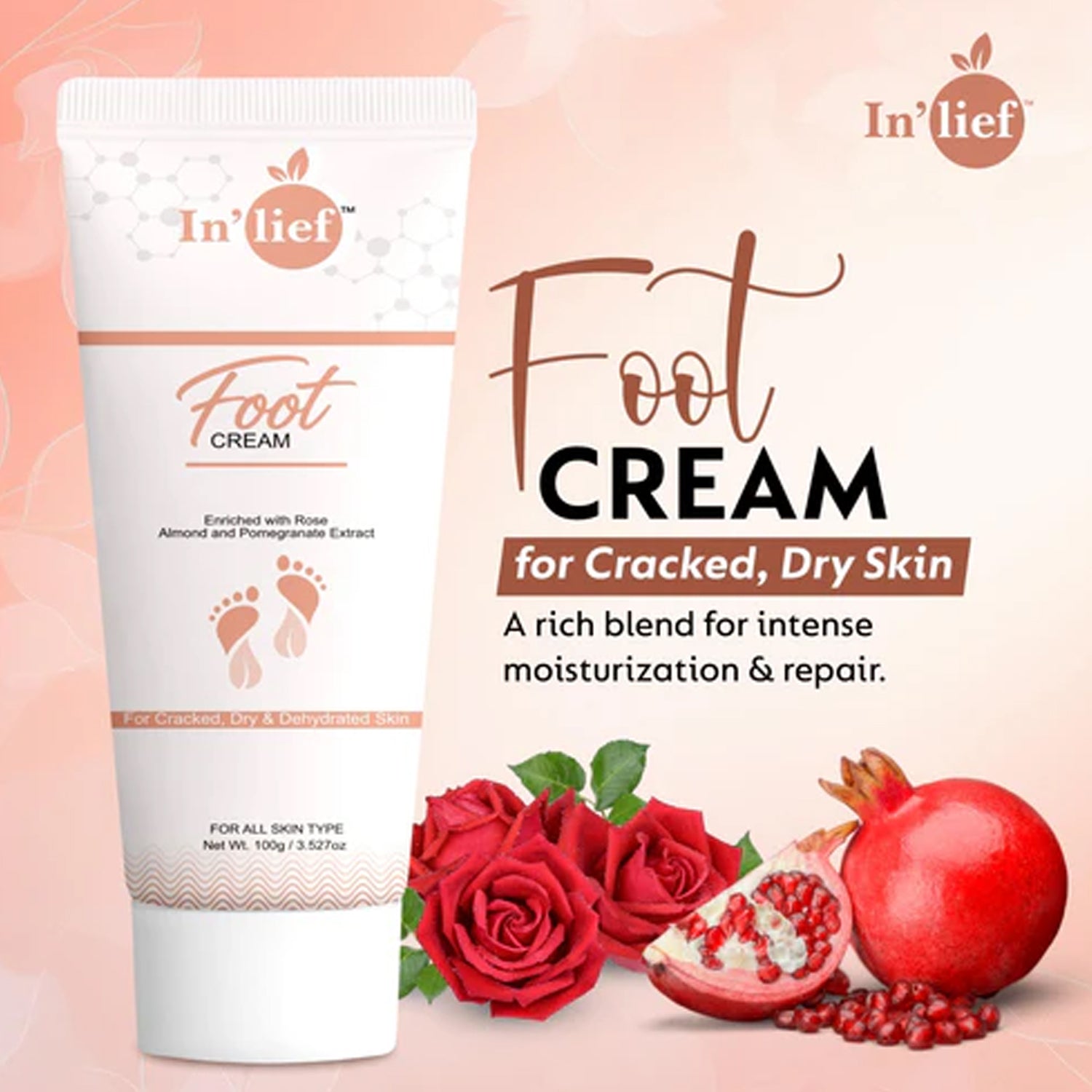 Wukusy Deep Nourishing Foot Care Cream in a 100g jar, showing the creamy texture and packaging on a neutral background.