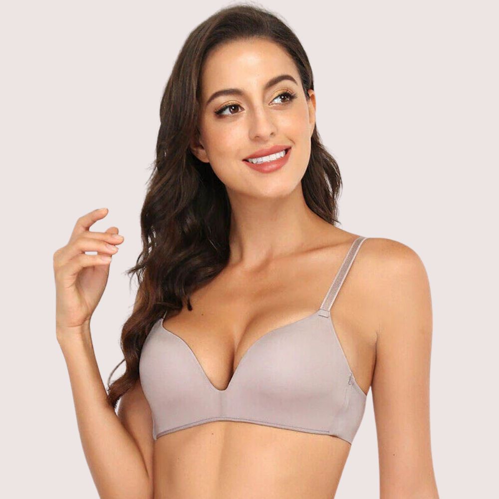 French Daina 2-pack luxury seamless padded non-wired push-up bras by Snazzyway, shown in a close-up image highlighting the fabric and design.