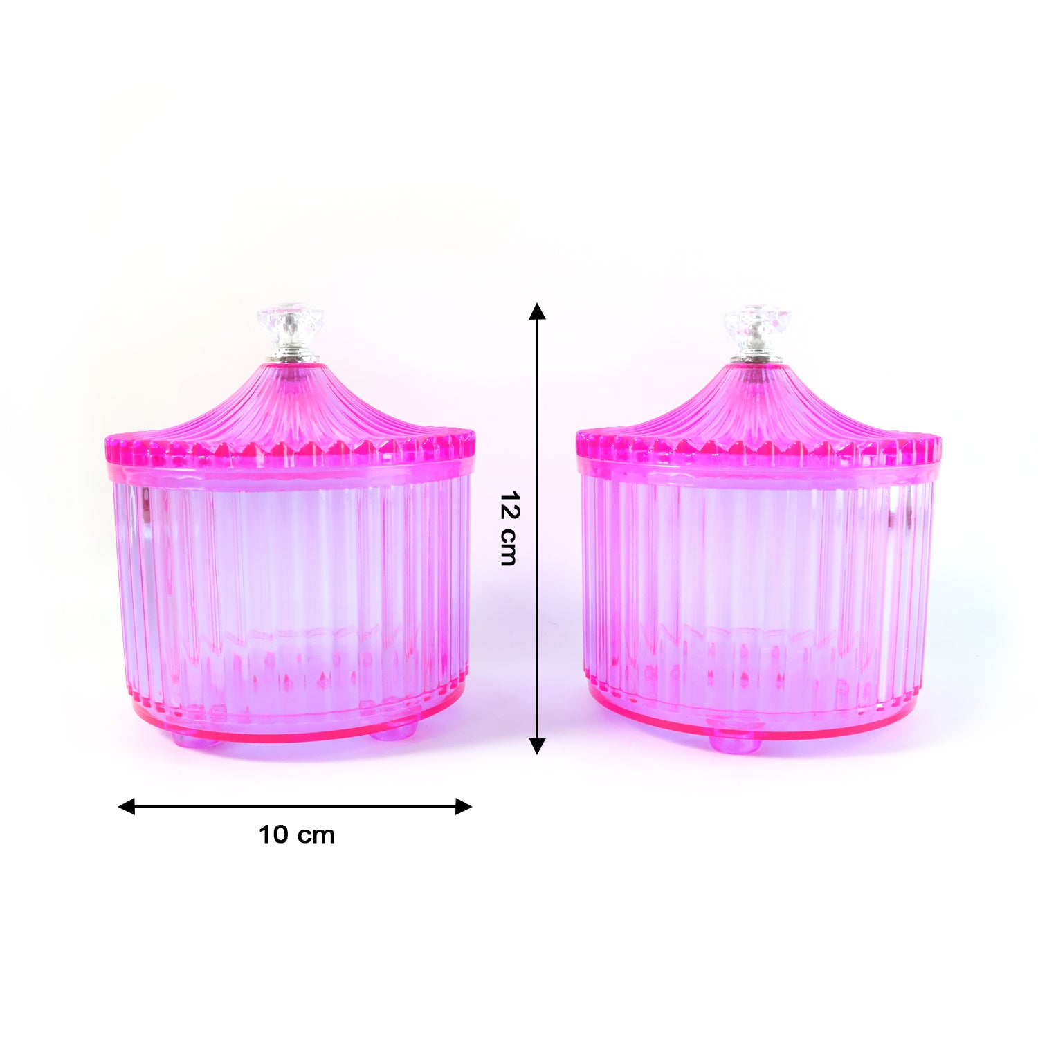 Two transparent plastic luxury dry fruit storage jars by Wukusy with secure lids, ideal for organizing dried fruits and snacks.