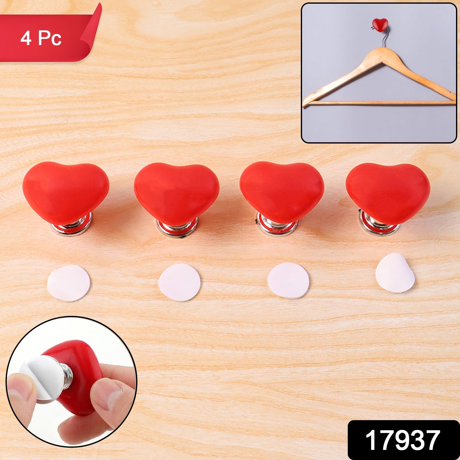 Wukusy heart-shaped cabinet door handle and drawer knob set, 4-piece home improvement hardware with press button design