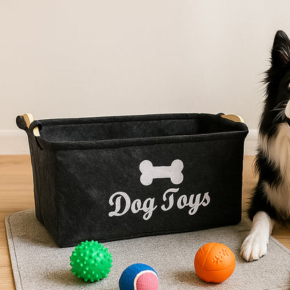 Wukusy Pet Toy Storage Basket in neutral color, 39x29x17 cm, ideal for organizing pet toys in home improvement setting