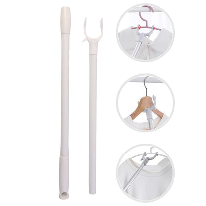 Wukusy premium long reach clothes hook rod, 120 cm, mounted for home improvement, with sturdy metal construction and wall brackets.