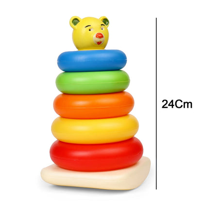 Wukusy 8017 plastic baby stacking ring toy set with five colorful jumbo rings for kids educational play and development