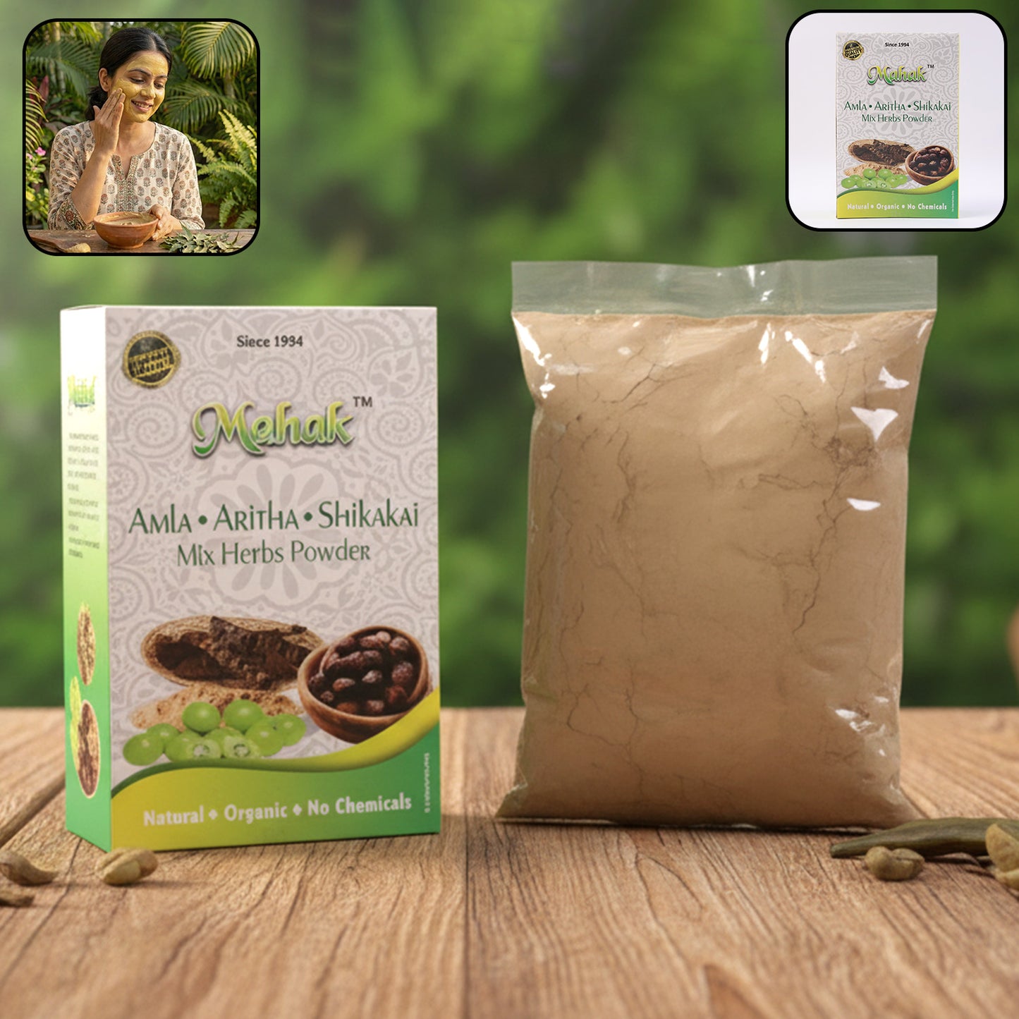 Wukusy traditional mixed herbs powder in an 80g package, showcasing a blend of dried herbs in a resealable bag.