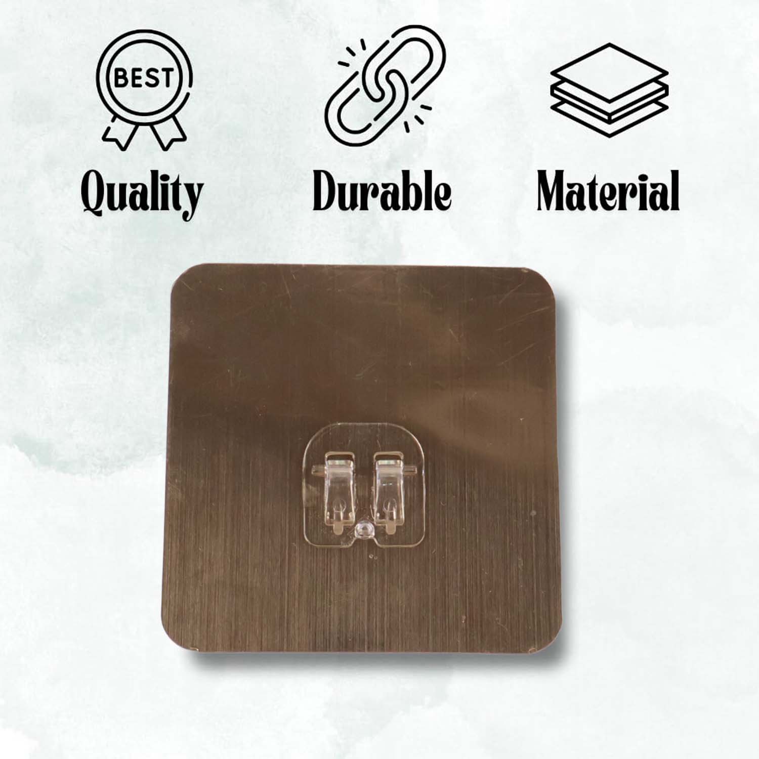 Heavy-duty plastic wall hook by Wukusy, self-adhesive, 8x8 cm, ideal for home and kitchen organization.