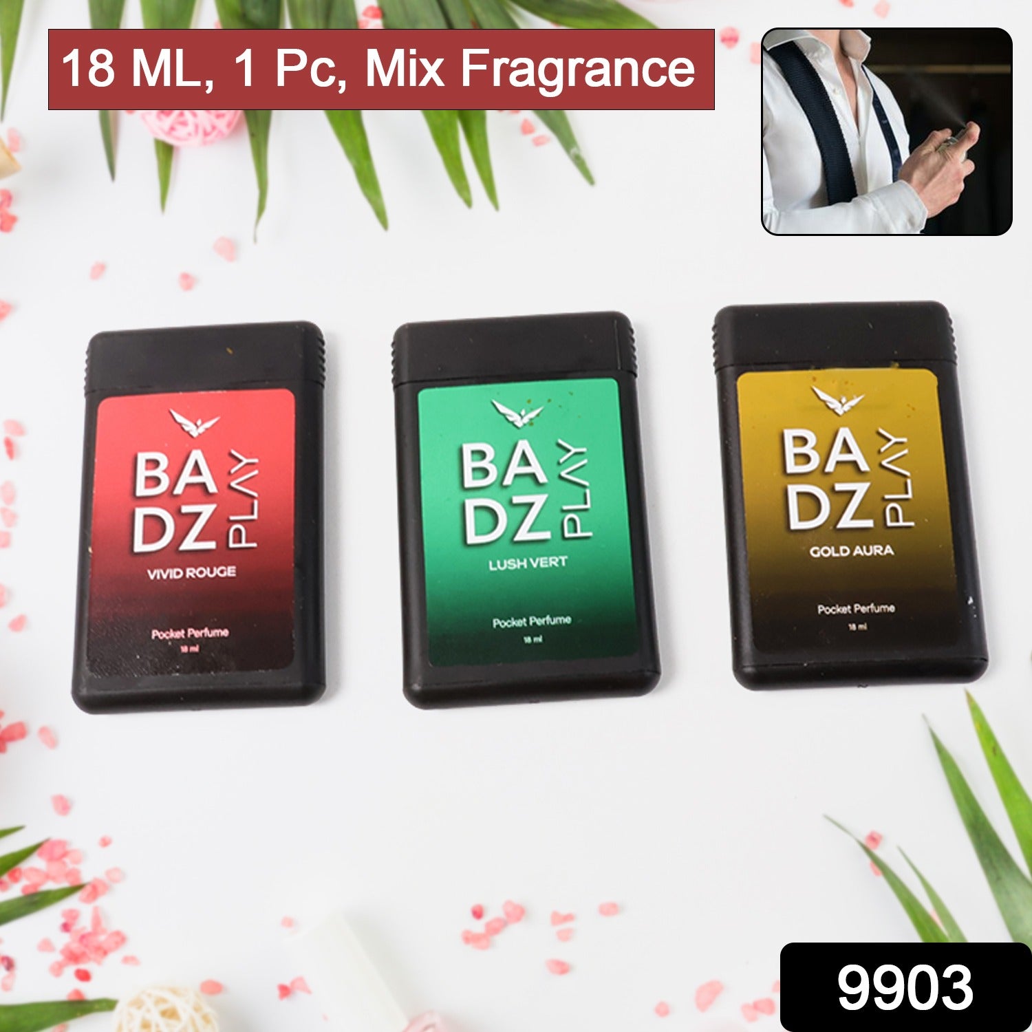 Mini Wukusy Pocket Perfume 18ml with mixed office-friendly fragrances, compact size ideal for on-the-go scent refreshment.